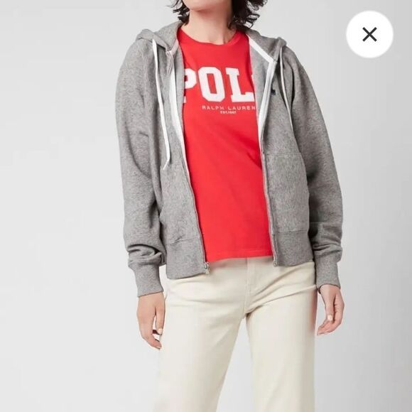 RALPH Lauren Zip Up Sweater with Embroidered Logo & Hood - Picture 1 of 8